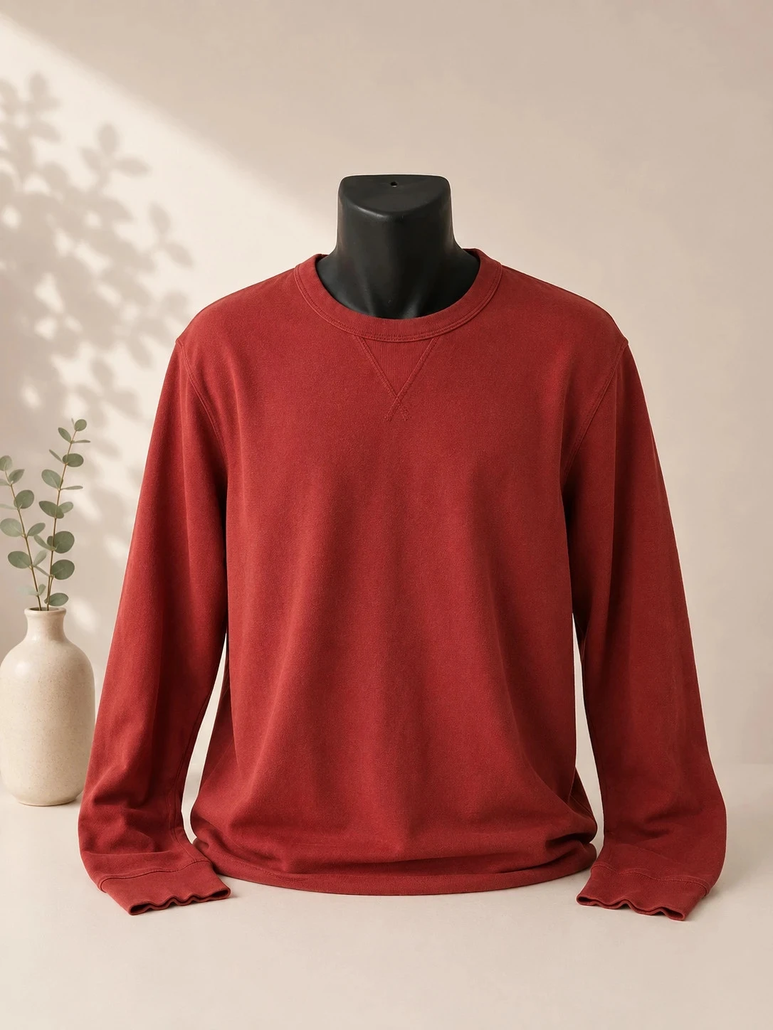 Sweat col rond rouge brique chiné Selected Homme 100 % coton homme L